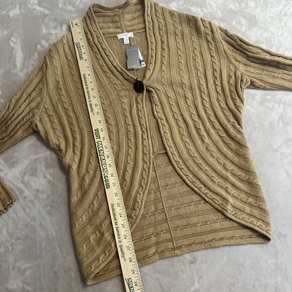 Charter Club Sweater Womens XL Tan Cable Knit Cardigan Old Money Preppy Classic - Picture 7 of 9